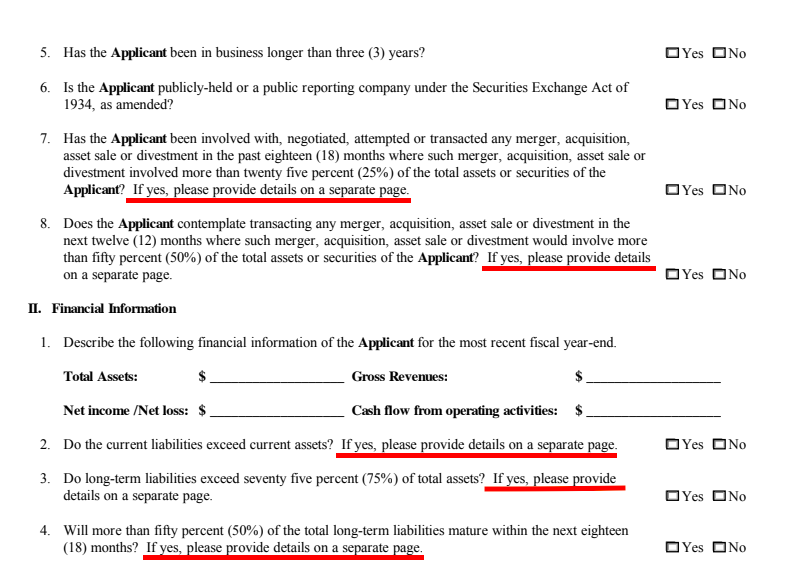 Conditional Insurance Questions